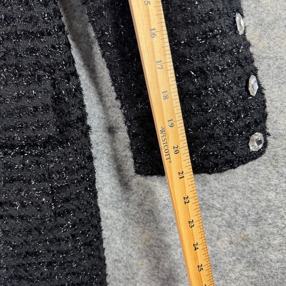 Vintage Anne Klein Black 80s 90s Metallic Embellished Wool Blend Blazer Size 10 - Picture 8 of 16